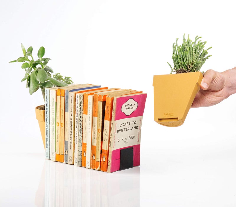Suck UK Bookends - Plant Pot Book Ends - Flower Pot Book Ends for Shelves Quirky - Decorative Kitchen Bookends - Novelty Plant Pot Holder - Office Shelf Accessories - Funny Indoor Plants - Set of 2 - Image 3
